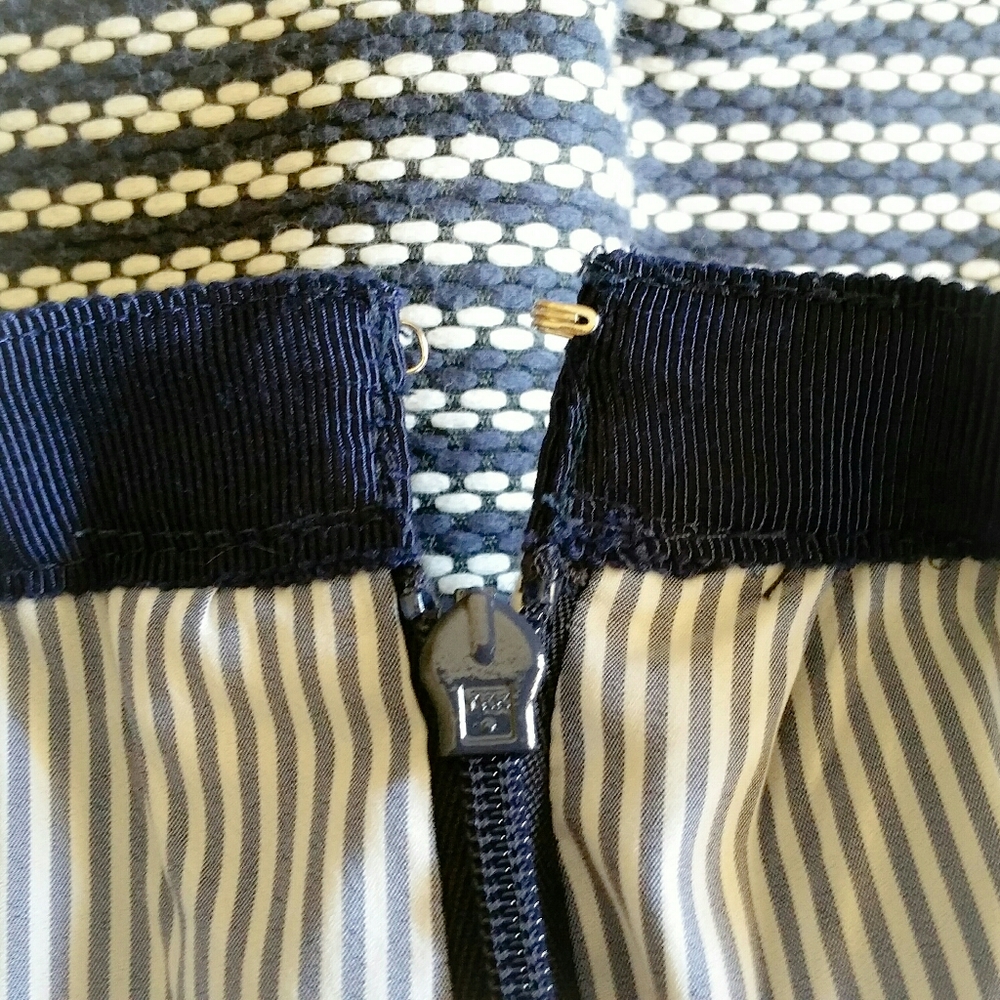 J. Crew Navy / White Stripe A-line Tweed Skirt - Picture 7 of 10